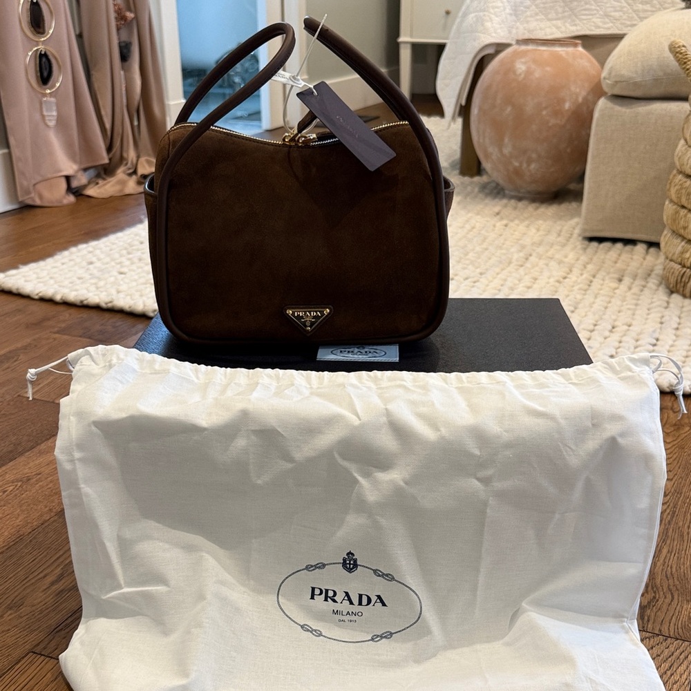 Prada Darling Dark Brown Suede Bag